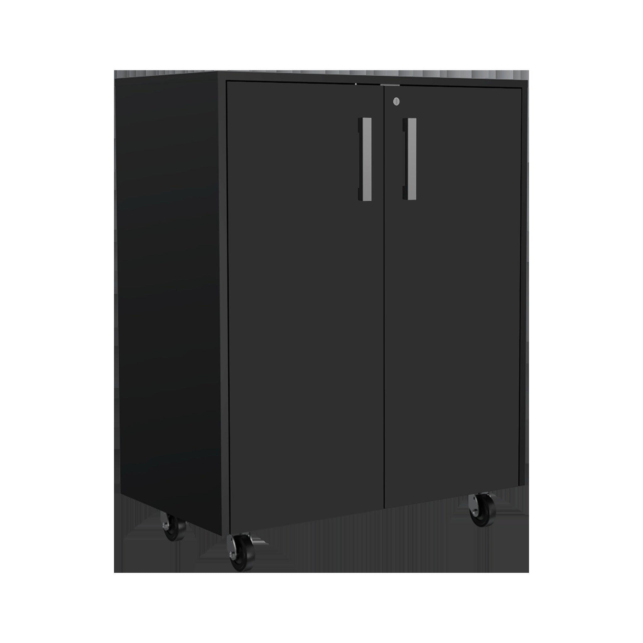 28" Black Wall mounted Accent Cabinet With Six Shelves And Three Drawers - GreatEagleInc
