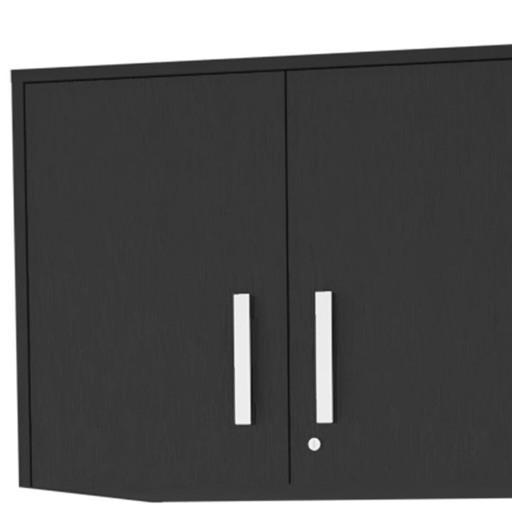 28" Black Wall mounted Accent Cabinet With Six Shelves And Three Drawers - GreatEagleInc