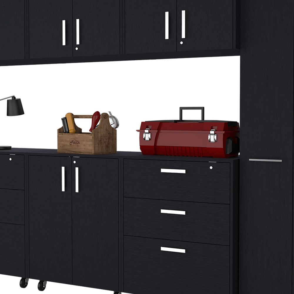 28" Black Wall mounted Accent Cabinet With Twelve Shelves And Six Drawers - GreatEagleInc