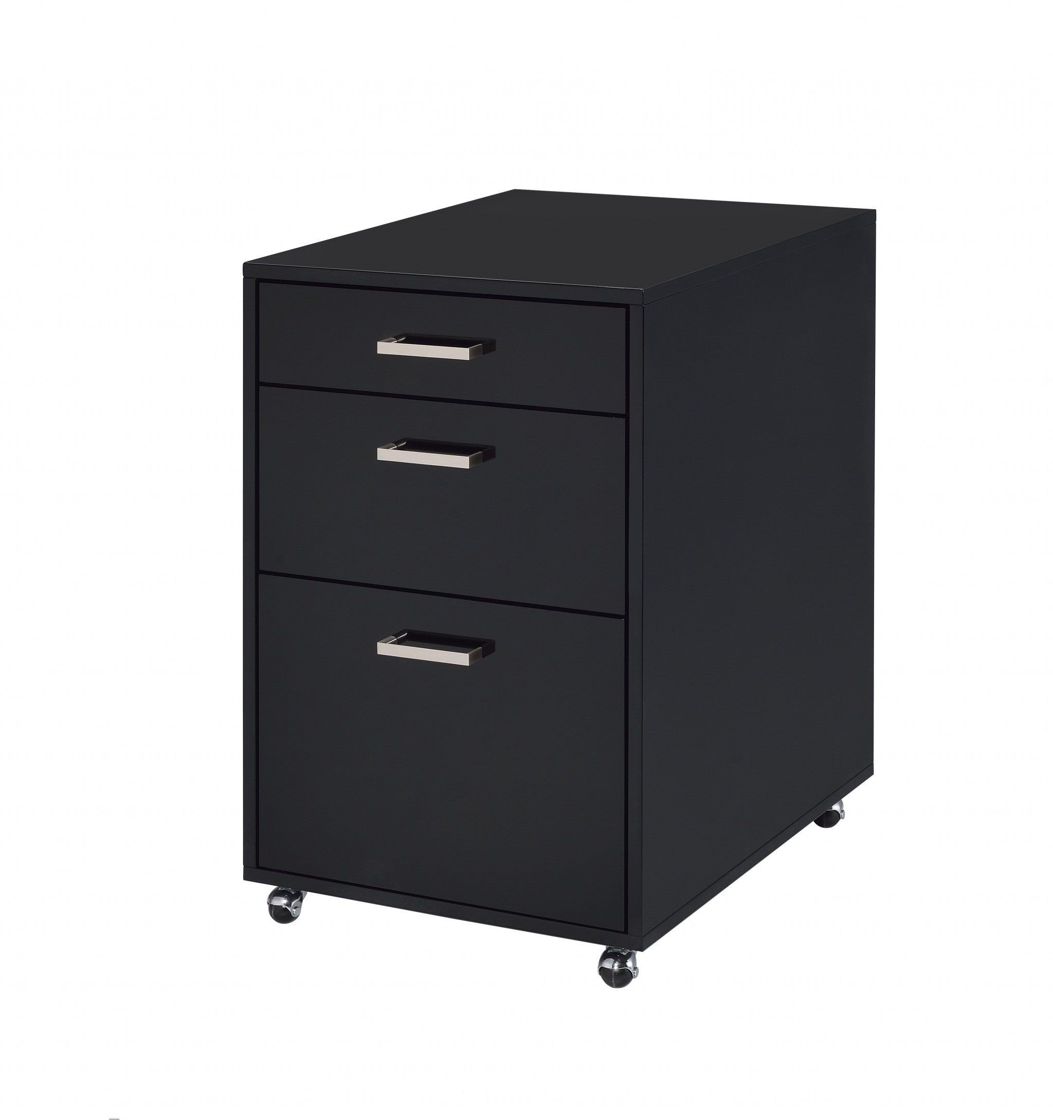 28" Black Wood And Metal Three Drawers Filing Cabinet - GreatEagleInc