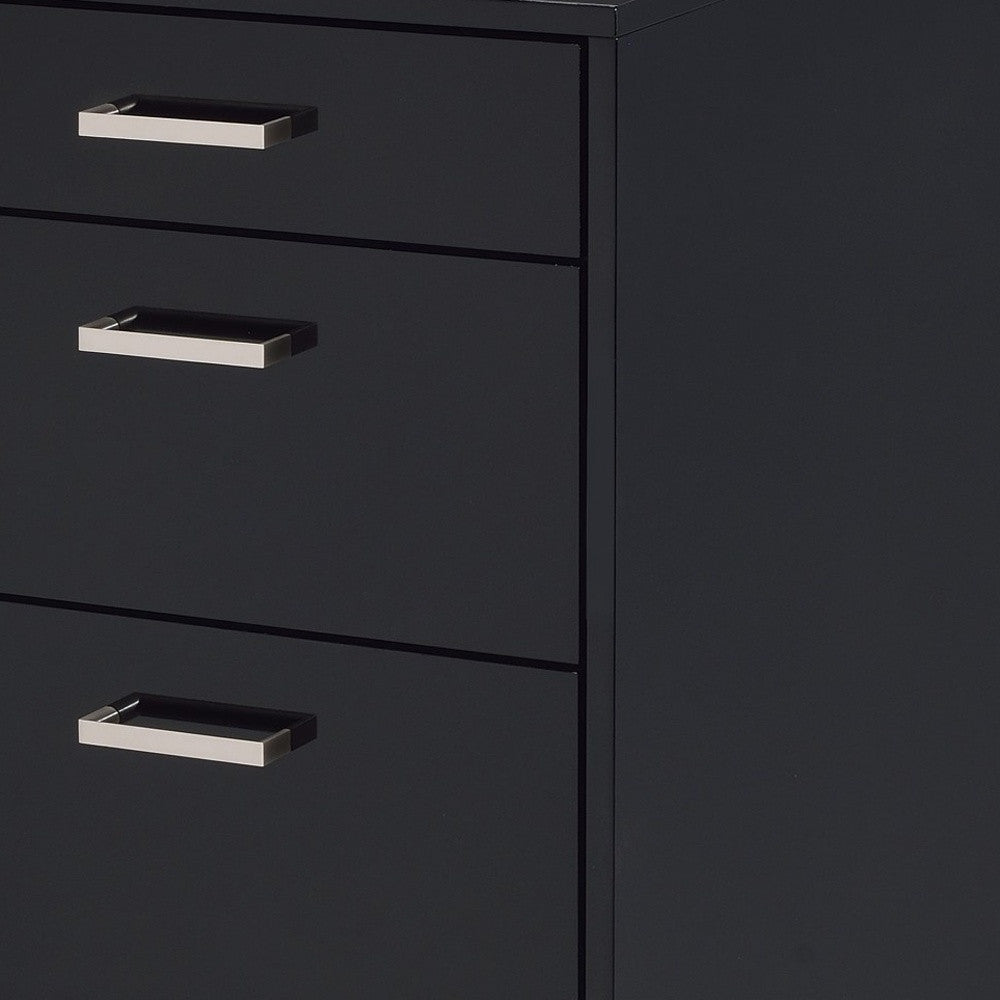 28" Black Wood And Metal Three Drawers Filing Cabinet - GreatEagleInc