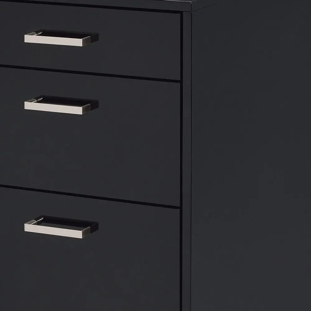 28" Black Wood And Metal Three Drawers Filing Cabinet - GreatEagleInc