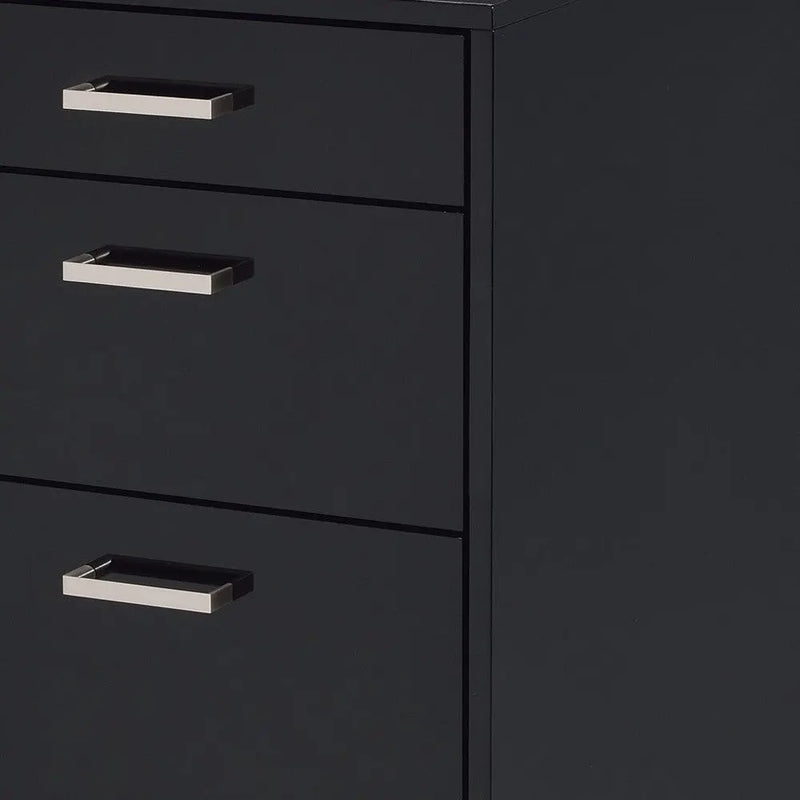 28" Black Wood And Metal Three Drawers Filing Cabinet - GreatEagleInc