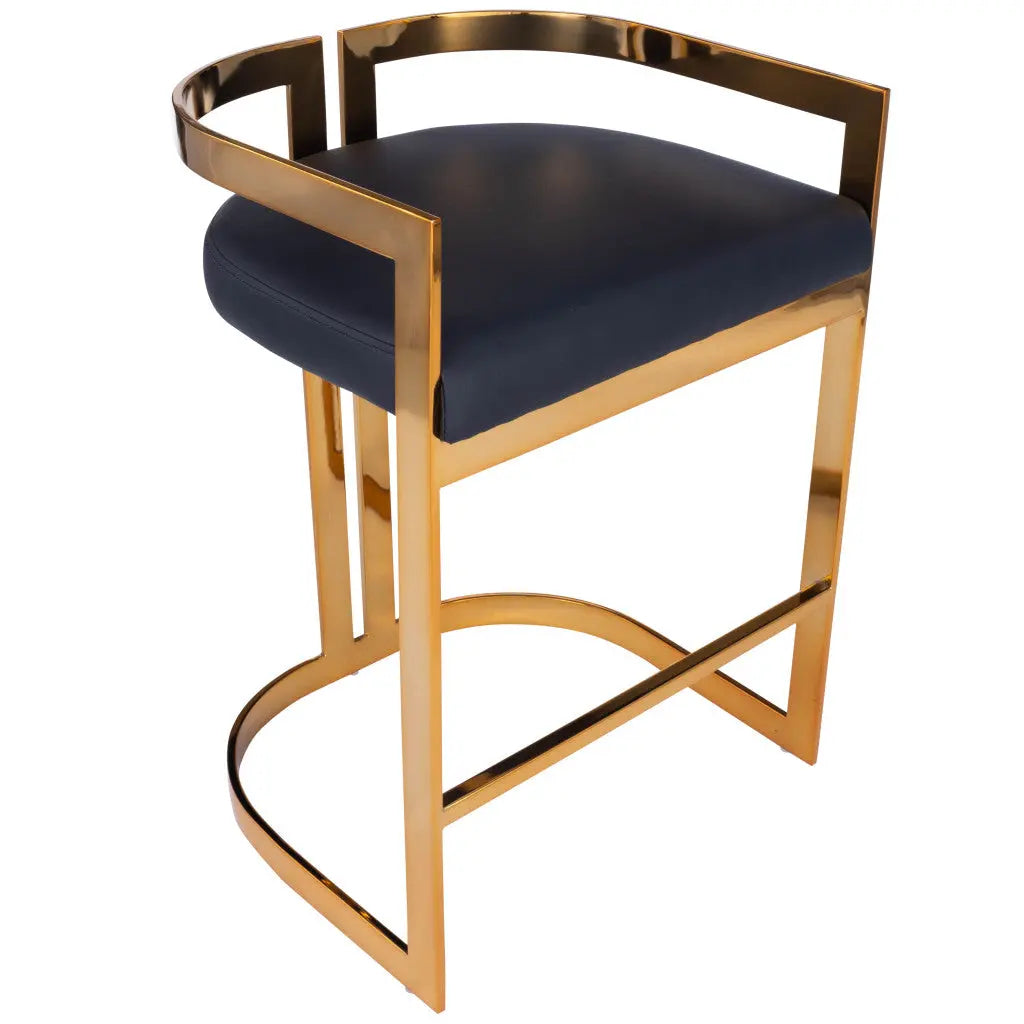 28" Black and Gold Iron Low Back Counter Height Bar Chair Homeroots Living Room