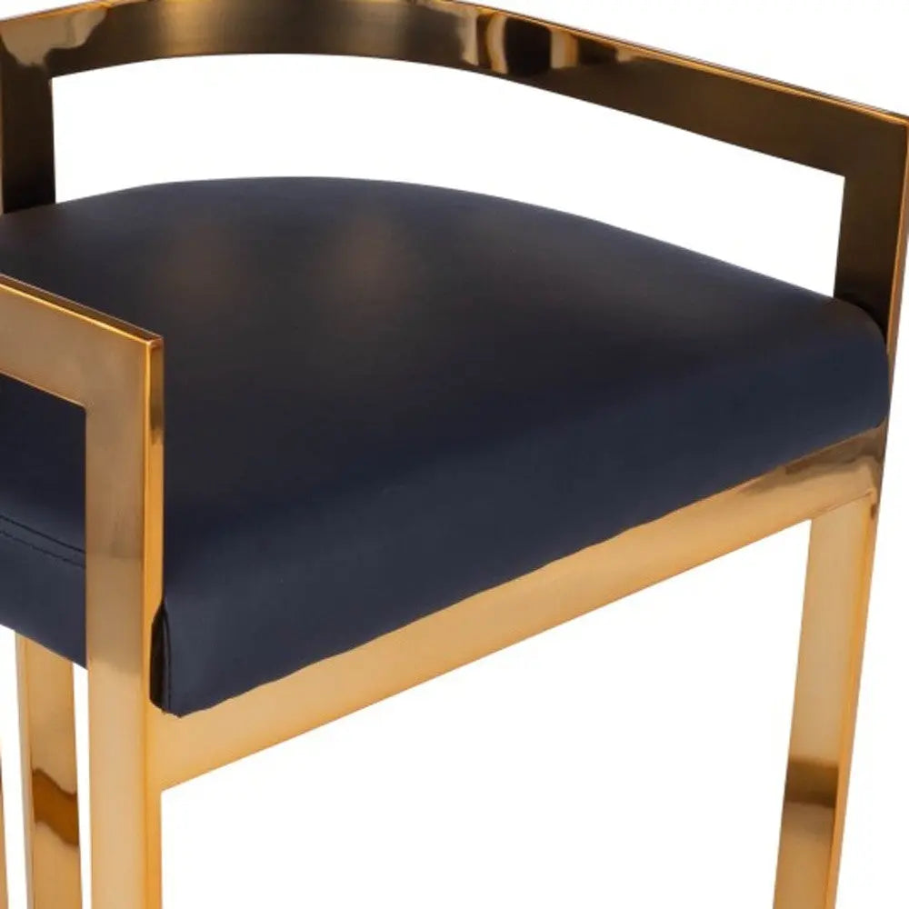 28" Black and Gold Iron Low Back Counter Height Bar Chair Homeroots Living Room