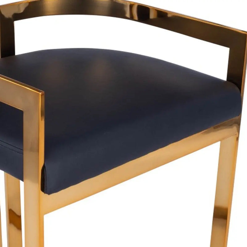 28" Black and Gold Iron Low Back Counter Height Bar Chair Homeroots Living Room
