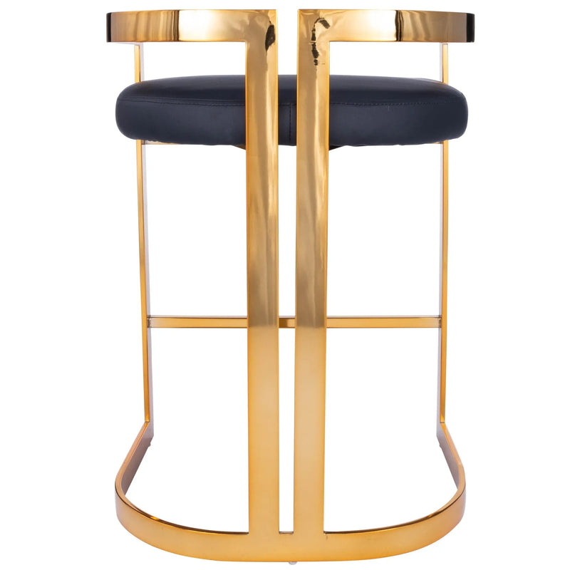 28" Black and Gold Iron Low Back Counter Height Bar Chair Homeroots Living Room