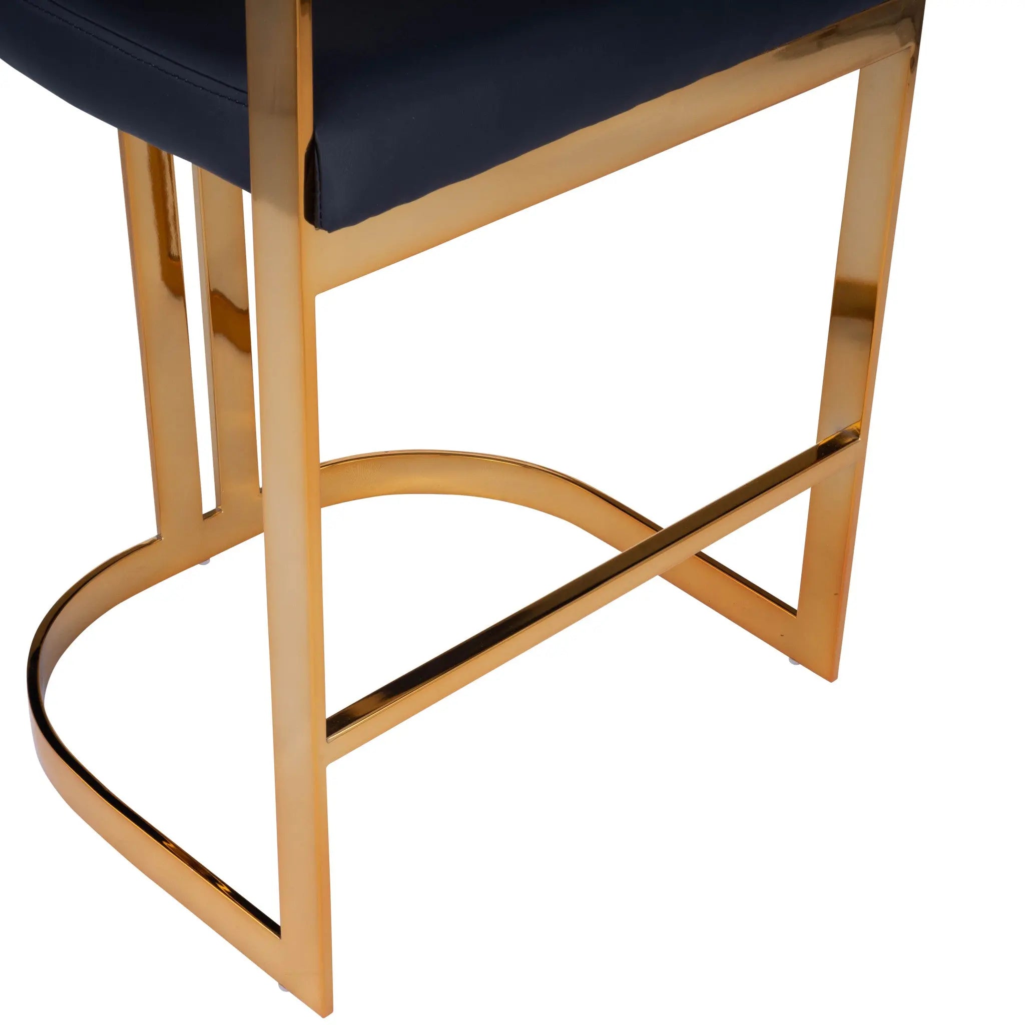 28" Black and Gold Iron Low Back Counter Height Bar Chair Homeroots Living Room
