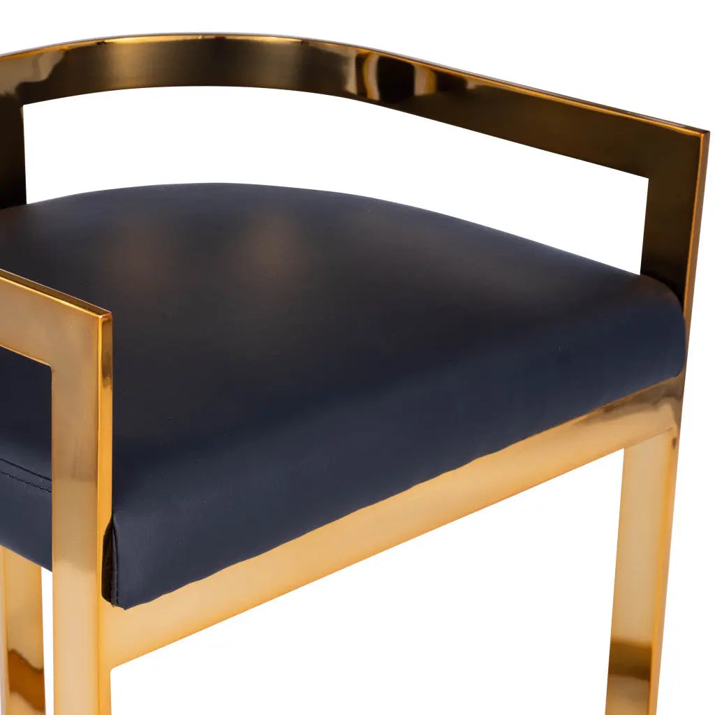 28" Black and Gold Iron Low Back Counter Height Bar Chair Homeroots Living Room