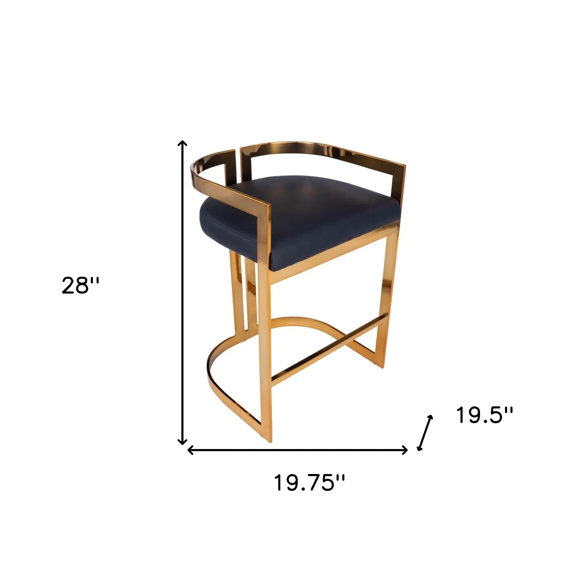 28" Black and Gold Iron Low Back Counter Height Bar Chair Homeroots Living Room