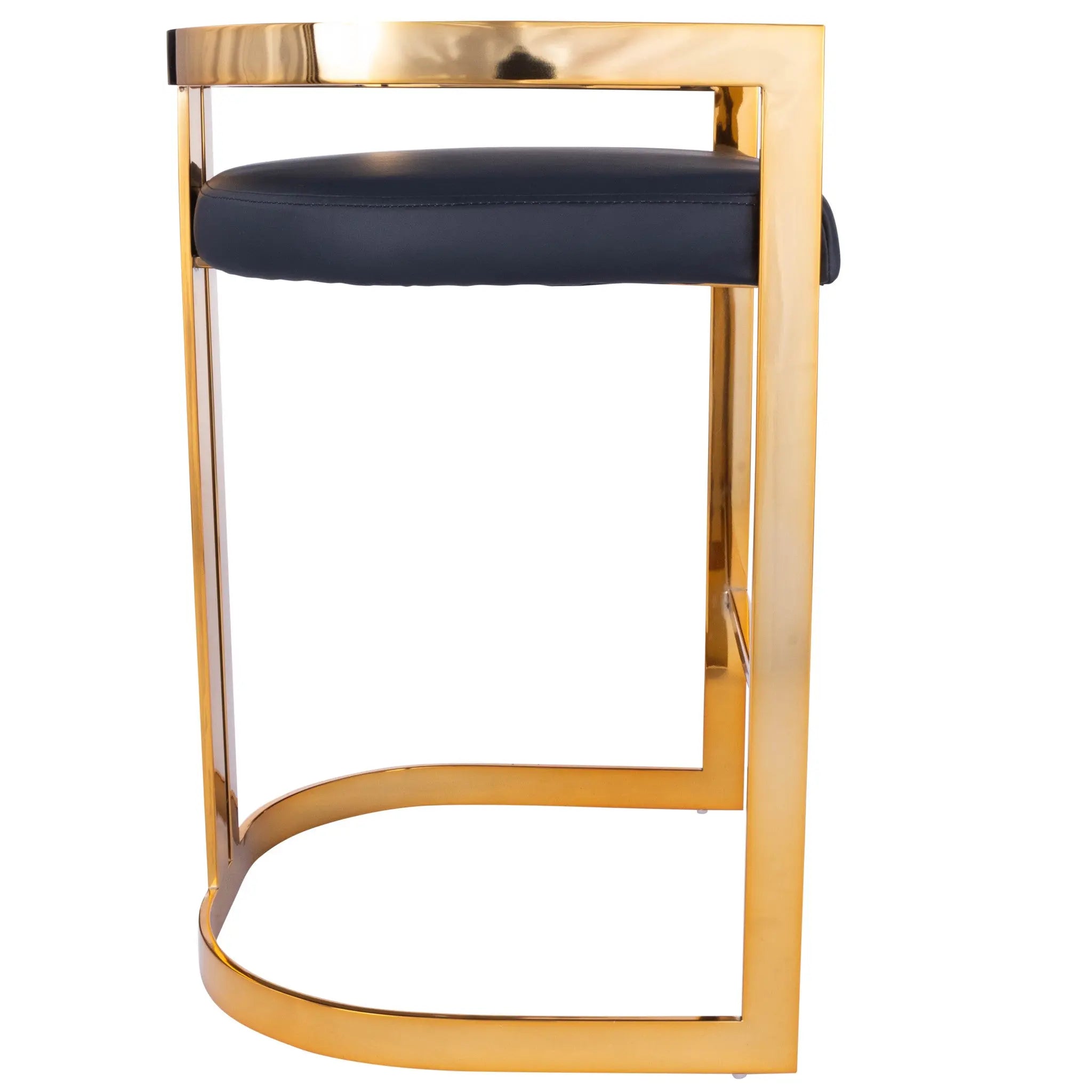 28" Black and Gold Iron Low Back Counter Height Bar Chair Homeroots Living Room