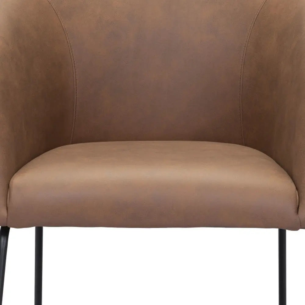 28" Brown And Black Faux Leather And Upholstered Club Chair Homeroots Living Room