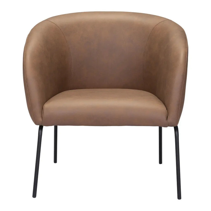 28" Brown And Black Faux Leather And Upholstered Club Chair Homeroots Living Room