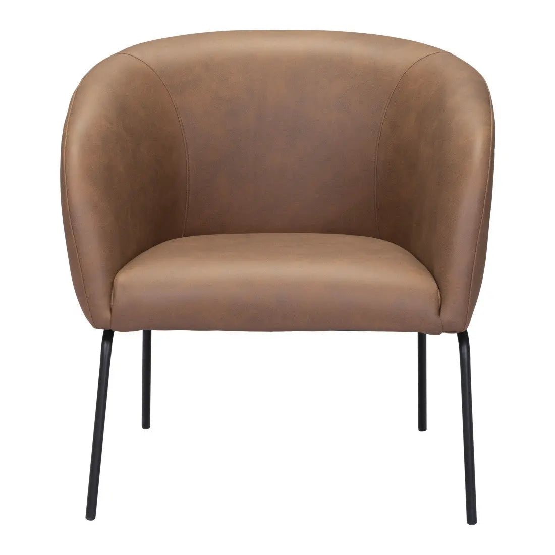 28" Brown And Black Faux Leather And Upholstered Club Chair Homeroots Living Room