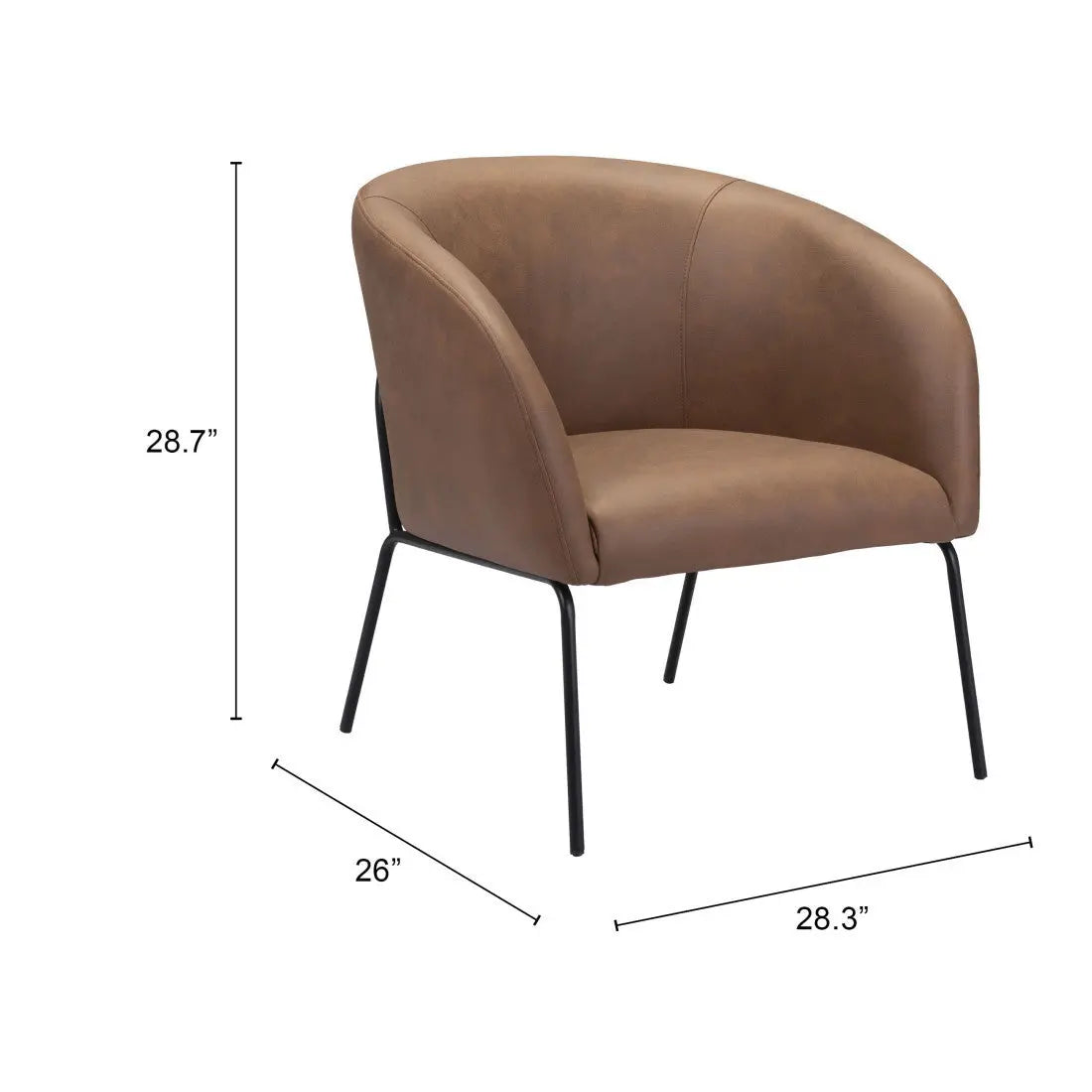 28" Brown And Black Faux Leather And Upholstered Club Chair Homeroots Living Room
