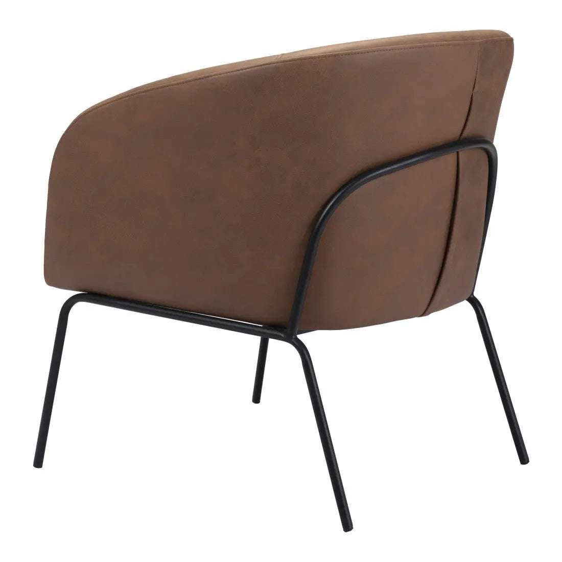 28" Brown And Black Faux Leather And Upholstered Club Chair Homeroots Living Room