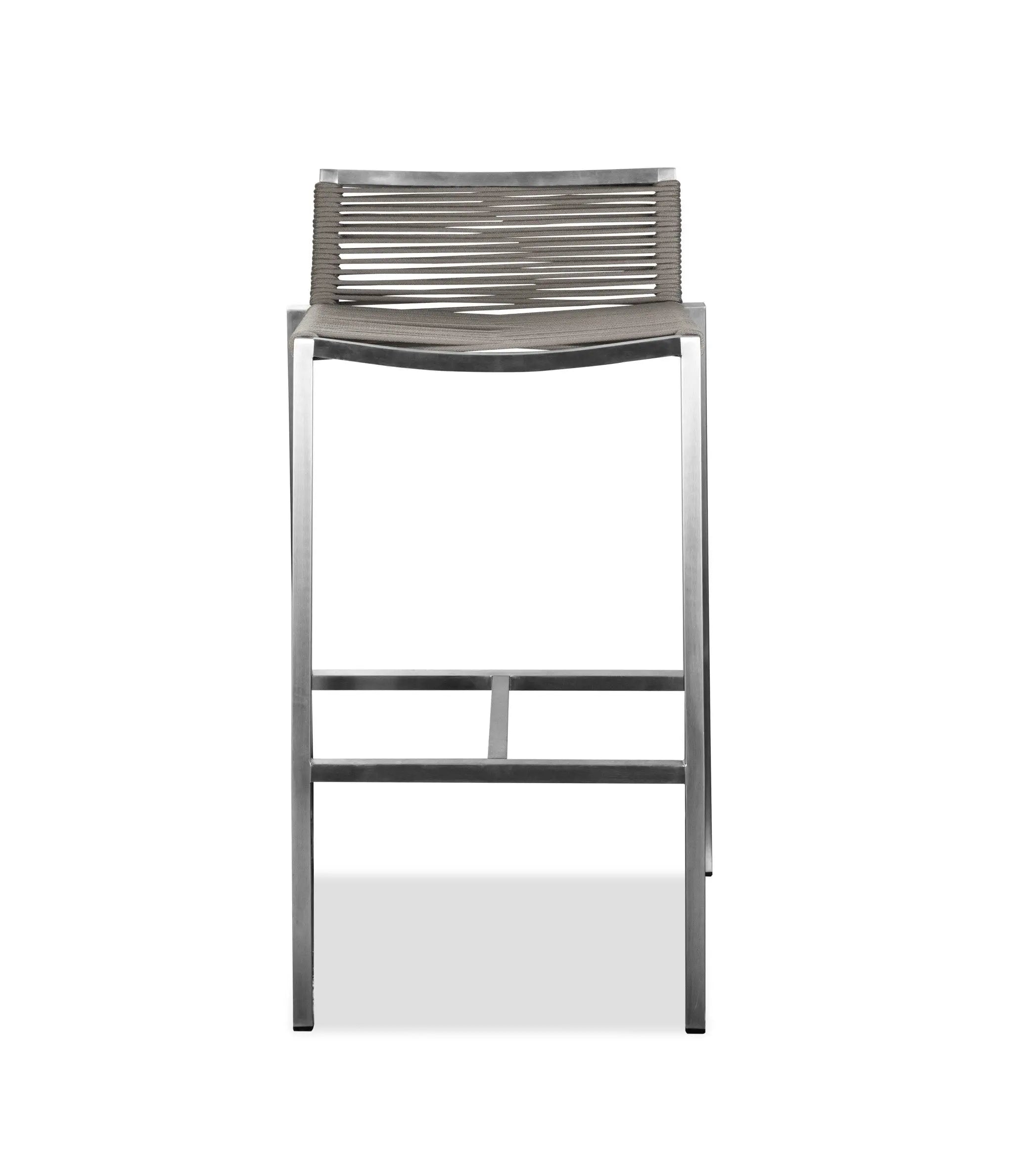 28" Brown And Silver Stainless Steel Low Back Bar Height Bar Chair Homeroots Living Room