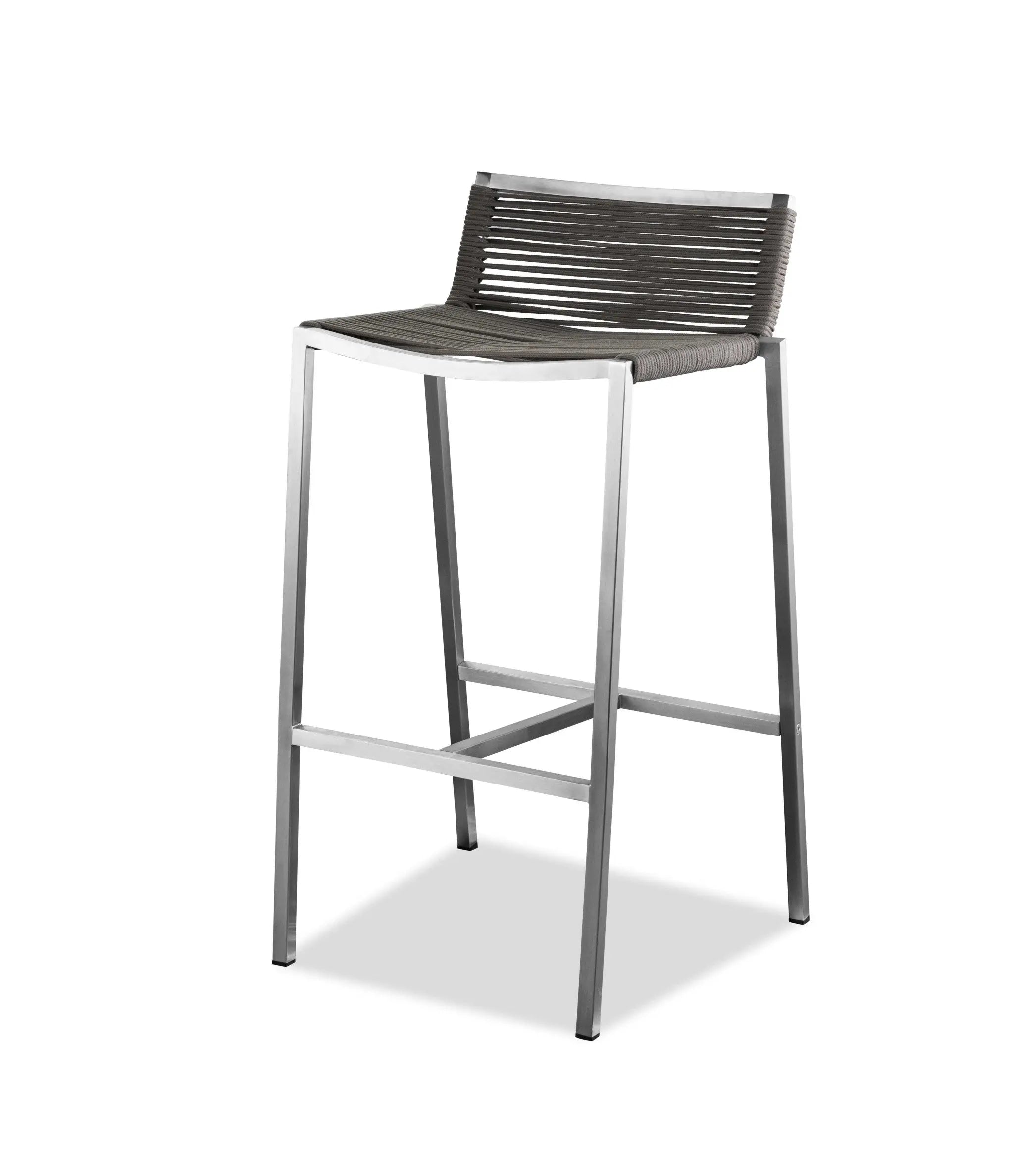 28" Brown And Silver Stainless Steel Low Back Bar Height Bar Chair Homeroots Living Room