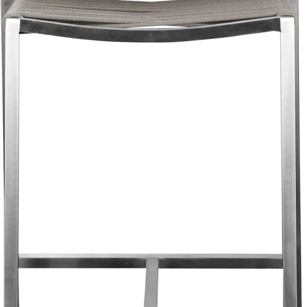 28" Brown And Silver Stainless Steel Low Back Bar Height Bar Chair Homeroots Living Room