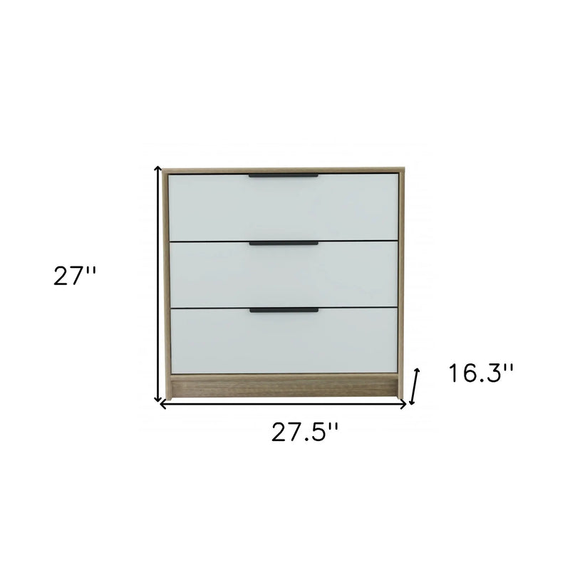 28" Brown And White Three Drawer Dresser - GreatEagleInc