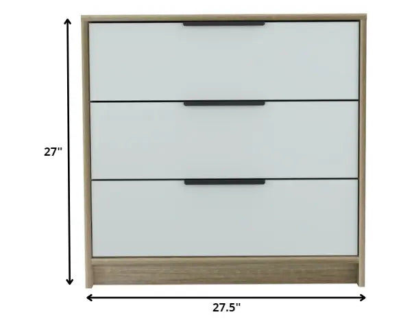 28" Brown And White Three Drawer Dresser - GreatEagleInc