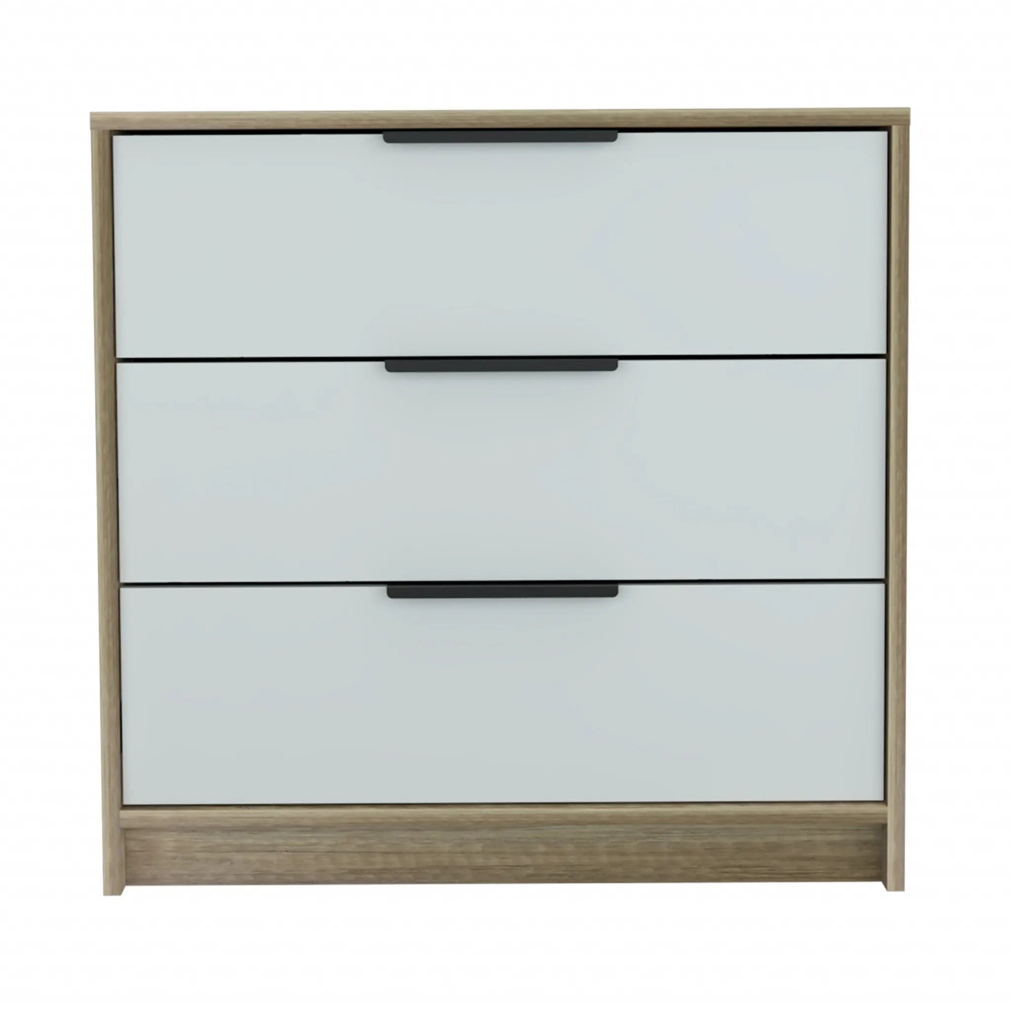 28" Brown And White Three Drawer Dresser - GreatEagleInc