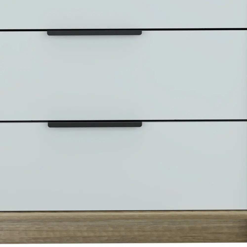 28" Brown And White Three Drawer Dresser - GreatEagleInc