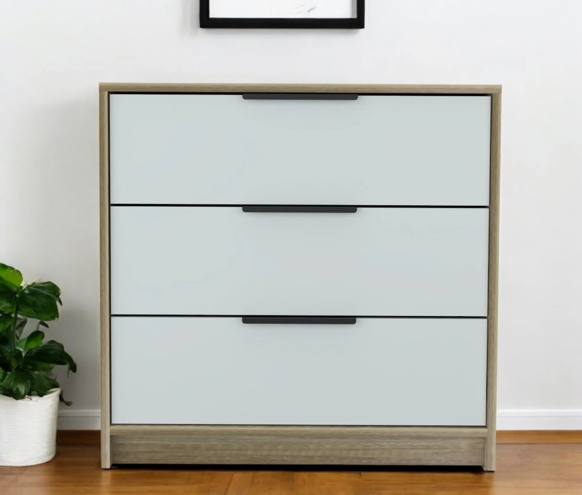 28" Brown And White Three Drawer Dresser - GreatEagleInc
