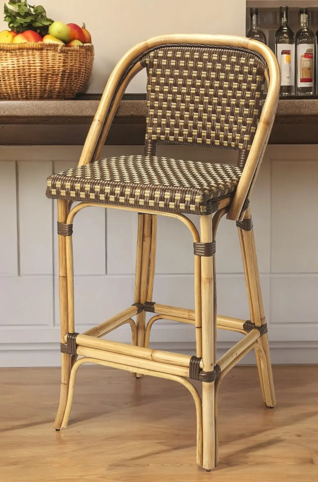 28" Brown Rattan Counter Height Bar Chair Homeroots Living Room