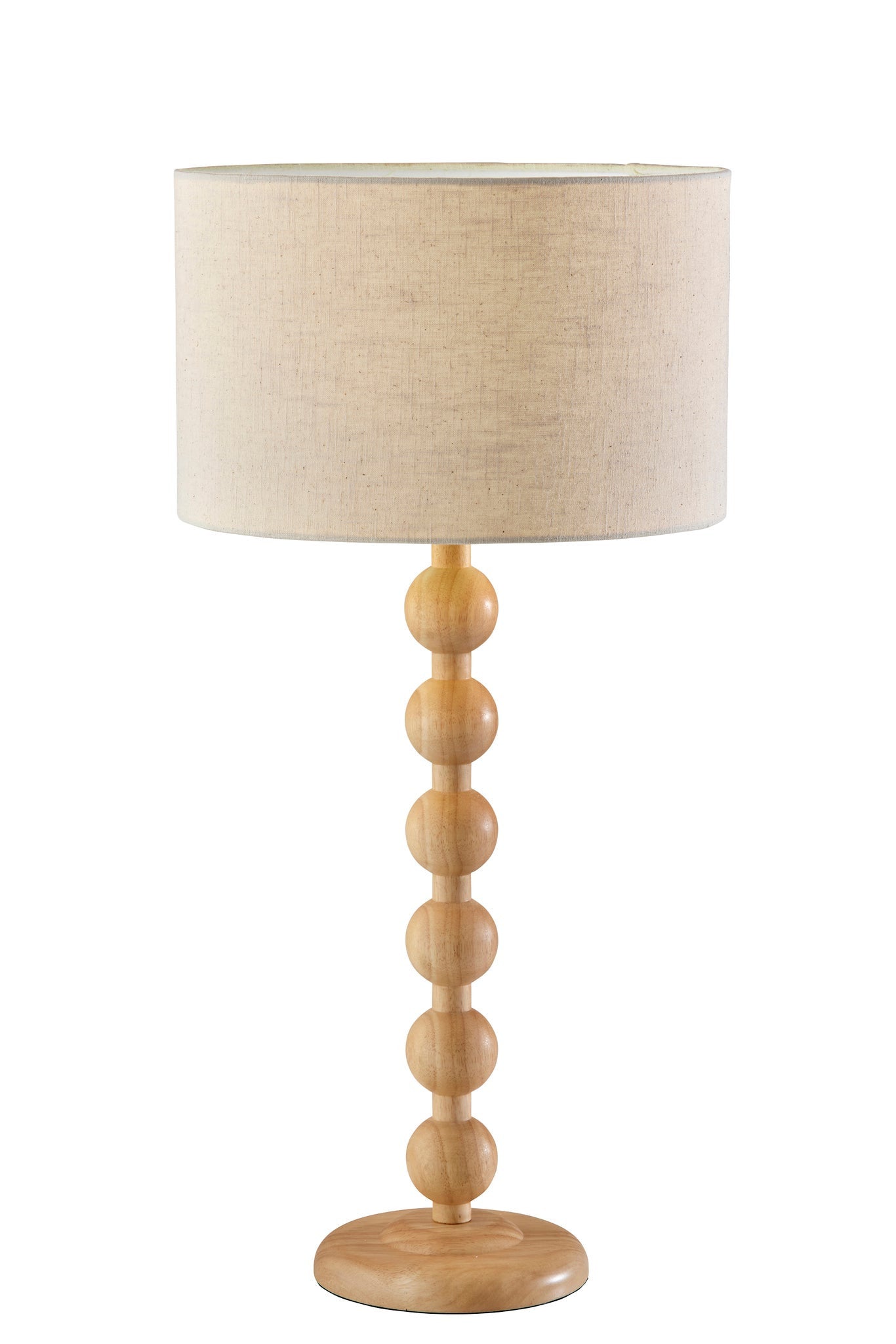 28" Brown Solid Wood Candlestick Table Lamp With Off White Drum Shade - GreatEagleInc