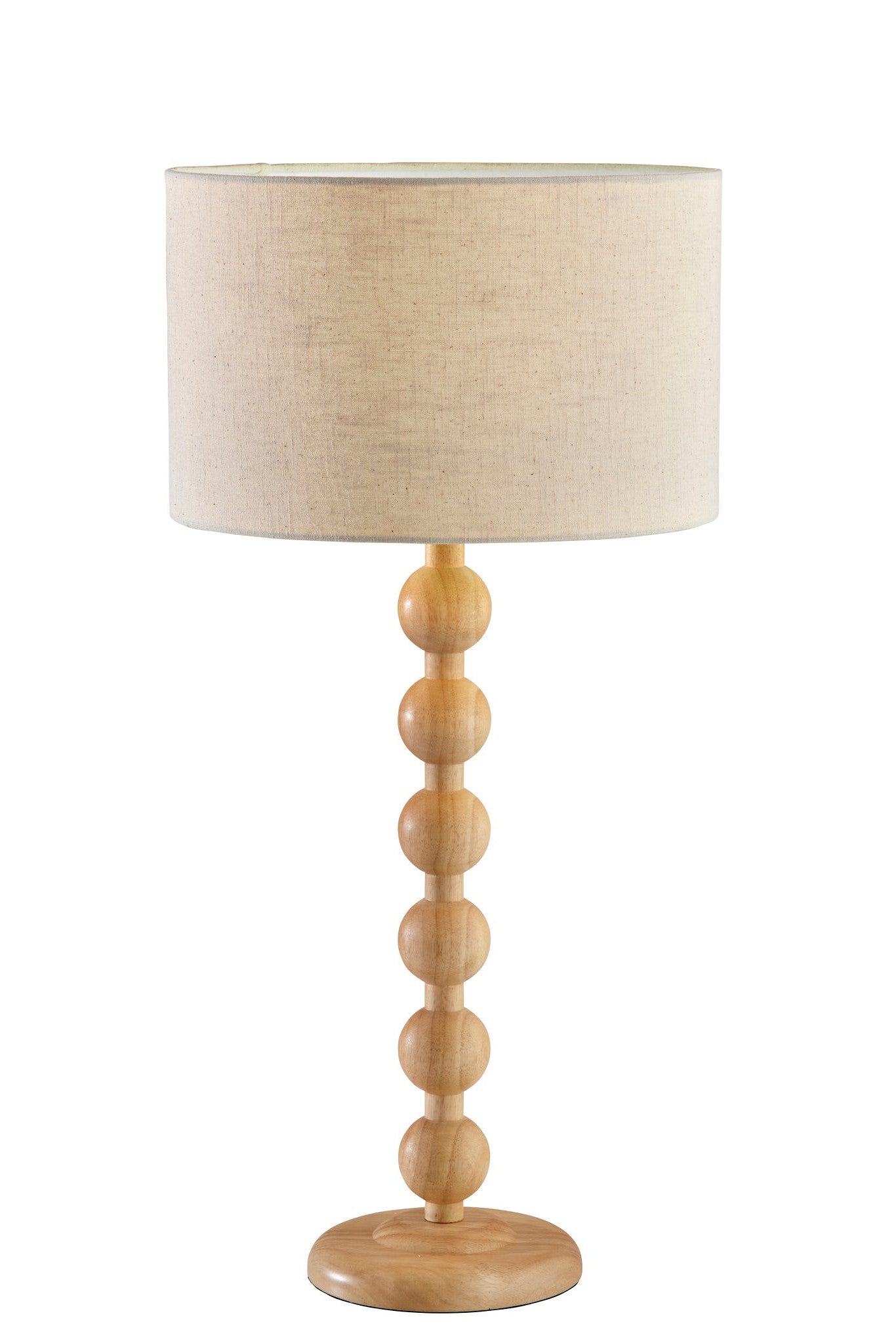 28" Brown Solid Wood Candlestick Table Lamp With Off White Drum Shade - GreatEagleInc