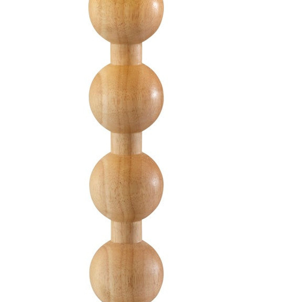 28" Brown Solid Wood Candlestick Table Lamp With Off White Drum Shade - GreatEagleInc