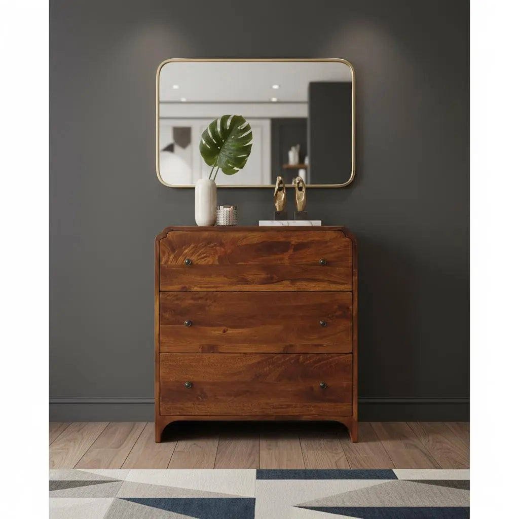 28" Brown Solid Wood Sideboard Homeroots Kitchen & Dining