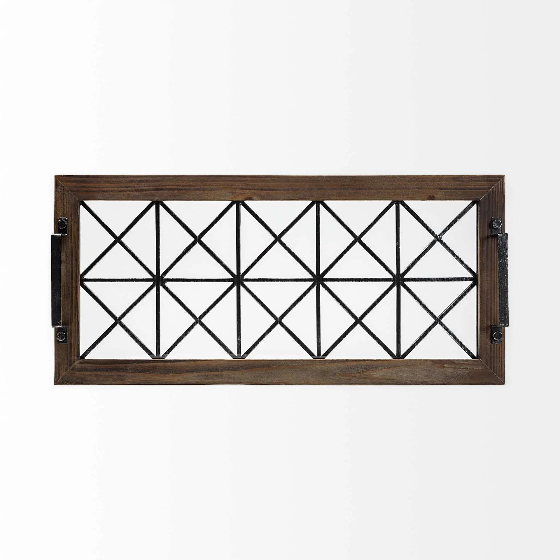 28" Brown Wood Indoor Outdoor Tray With Handles Homeroots Kitchen & Dining