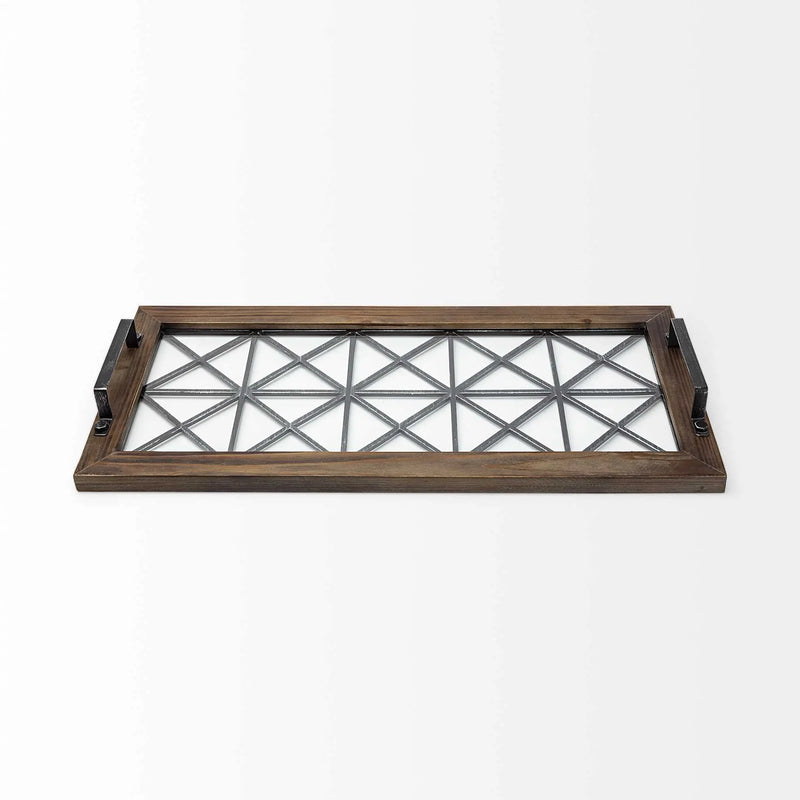 28" Brown Wood Indoor Outdoor Tray With Handles Homeroots Kitchen & Dining