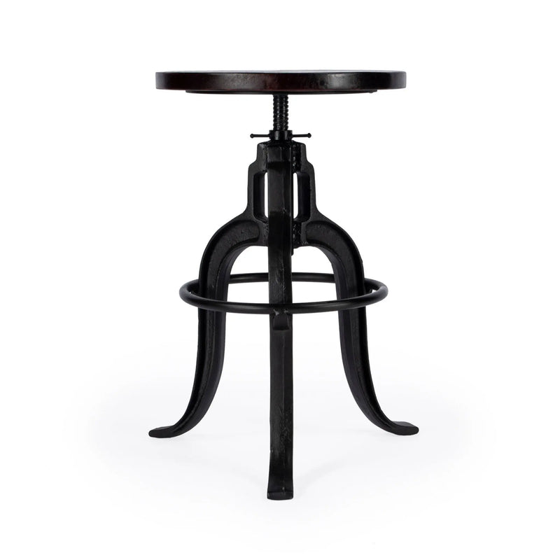 28" Brown and Black Manufactured Wood and Iron Backless Swivel Bar Chair Homeroots Living Room