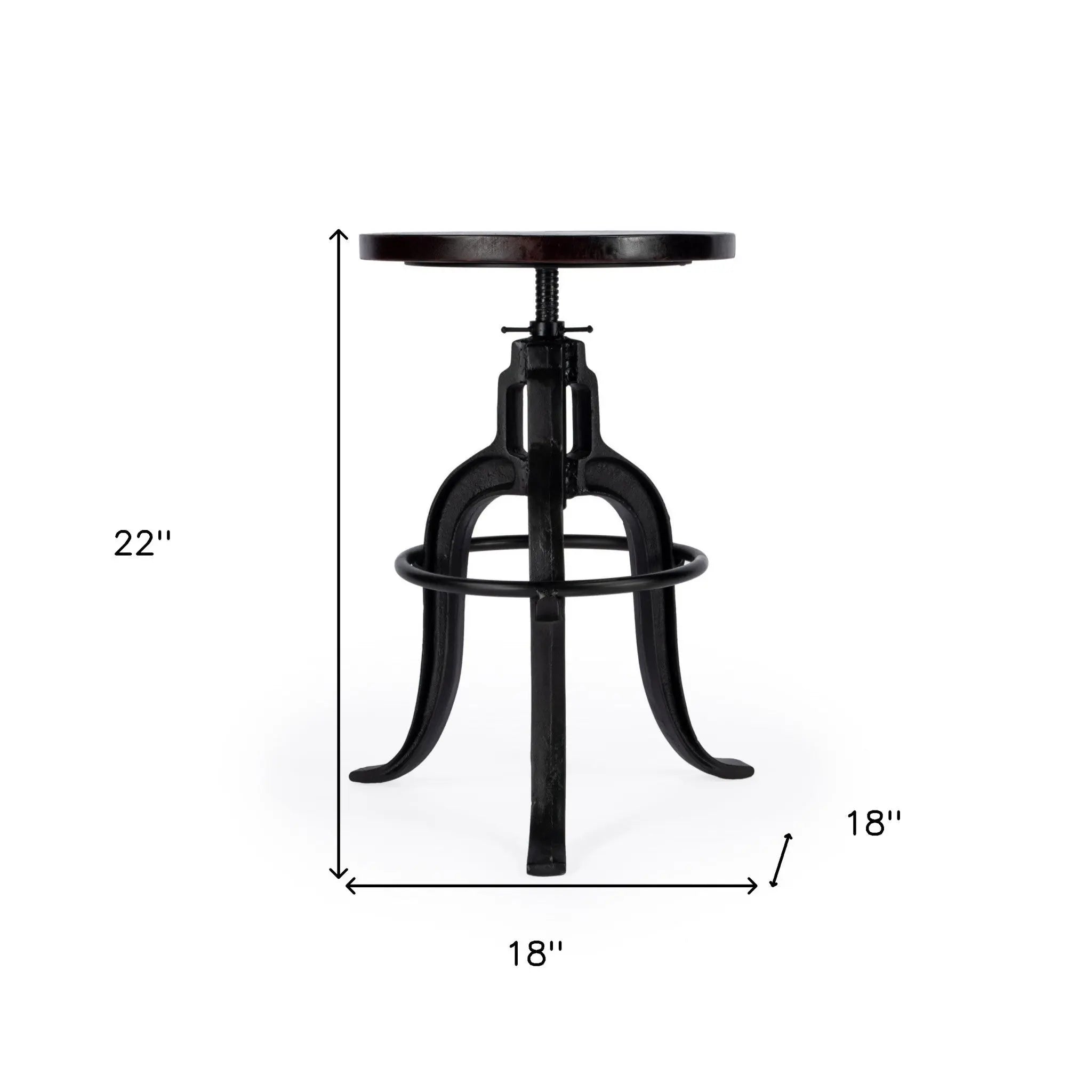 28" Brown and Black Manufactured Wood and Iron Backless Swivel Bar Chair Homeroots Living Room