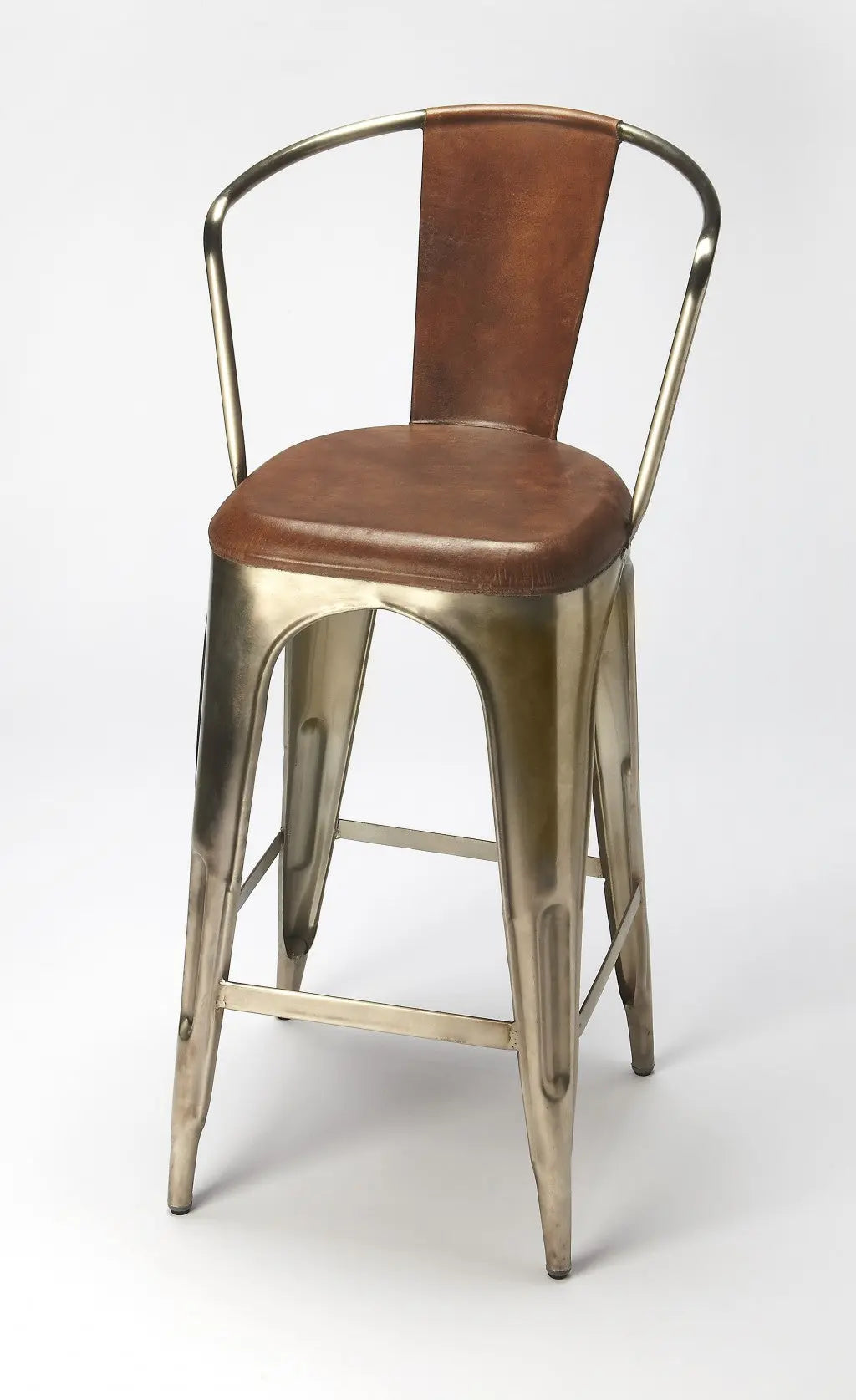 28" Brown and Gold Iron Bar Chair Homeroots Living Room