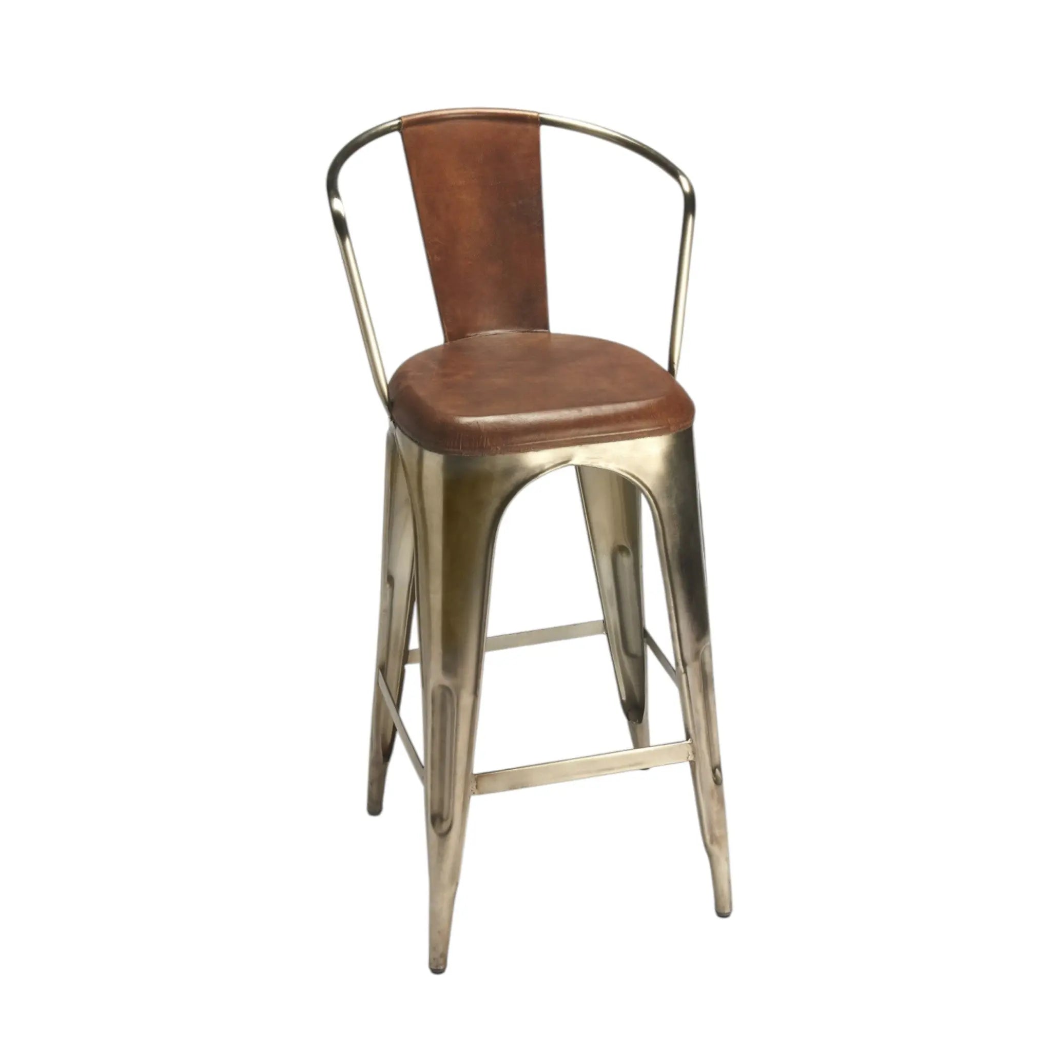28" Brown and Gold Iron Bar Chair Homeroots Living Room
