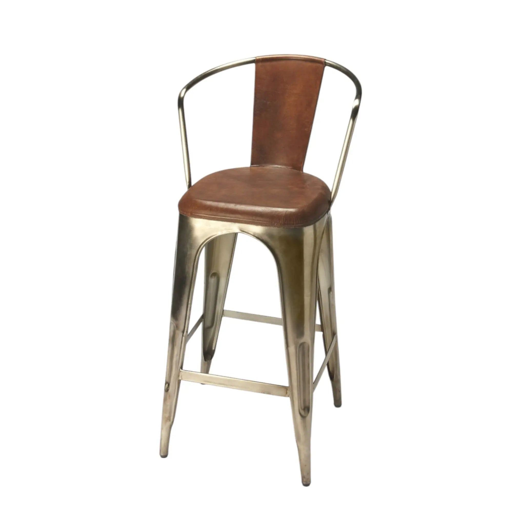 28" Brown and Gold Iron Bar Chair Homeroots Living Room