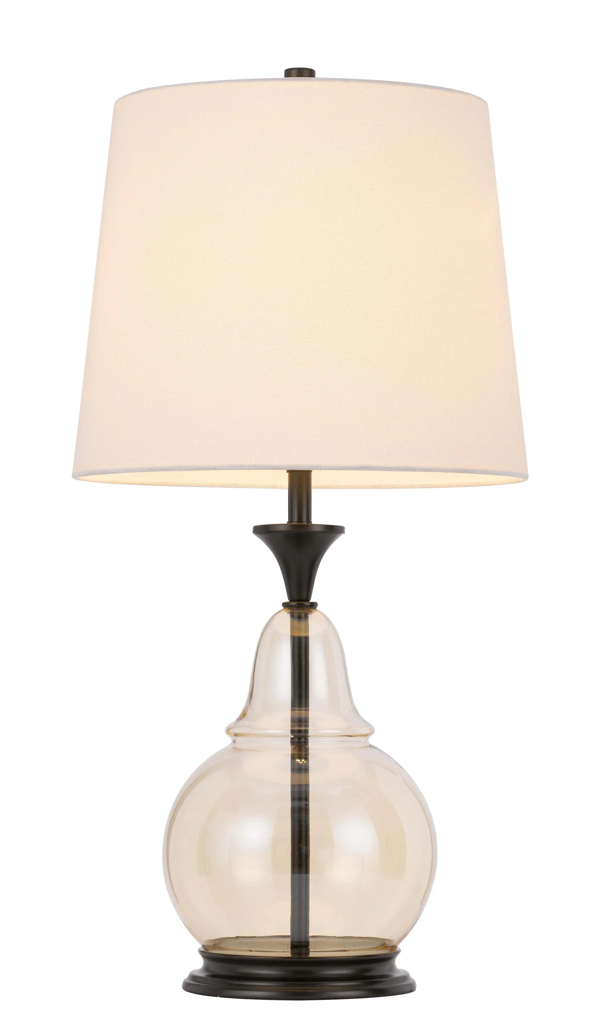 28" Clear Metal Table Lamp With White Empire Shade Homeroots Lighting