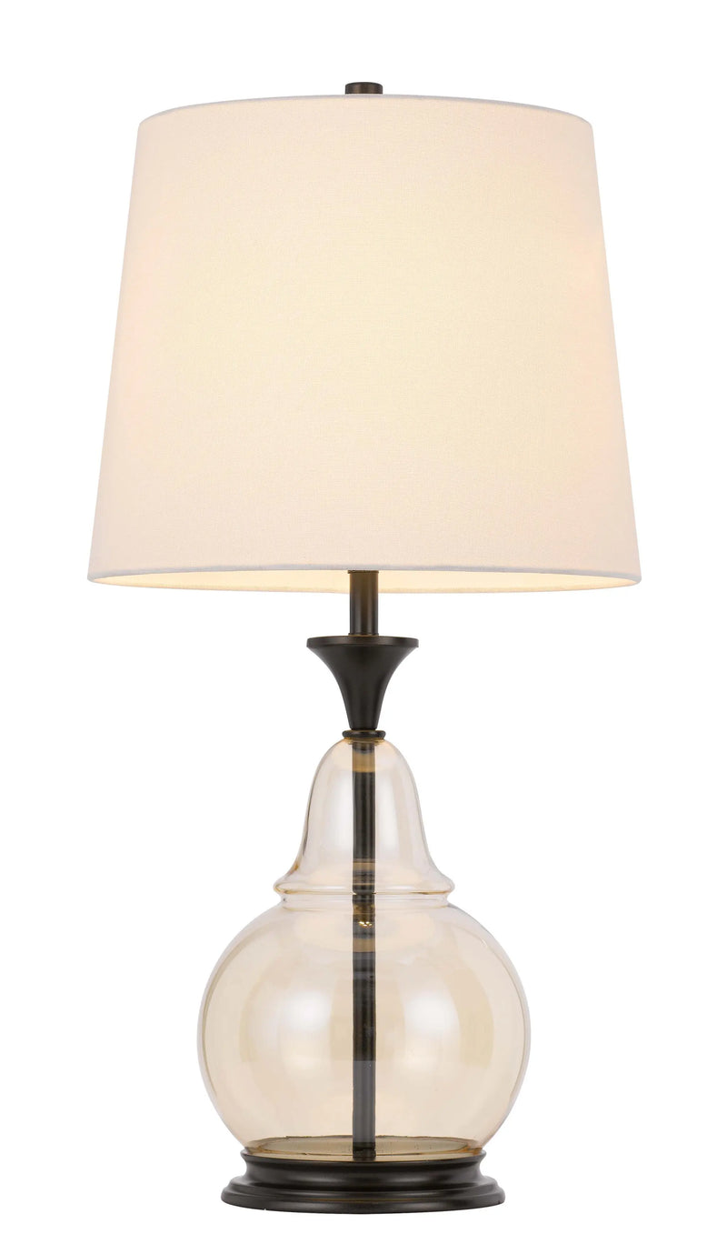 28" Clear Metal Table Lamp With White Empire Shade Homeroots Lighting