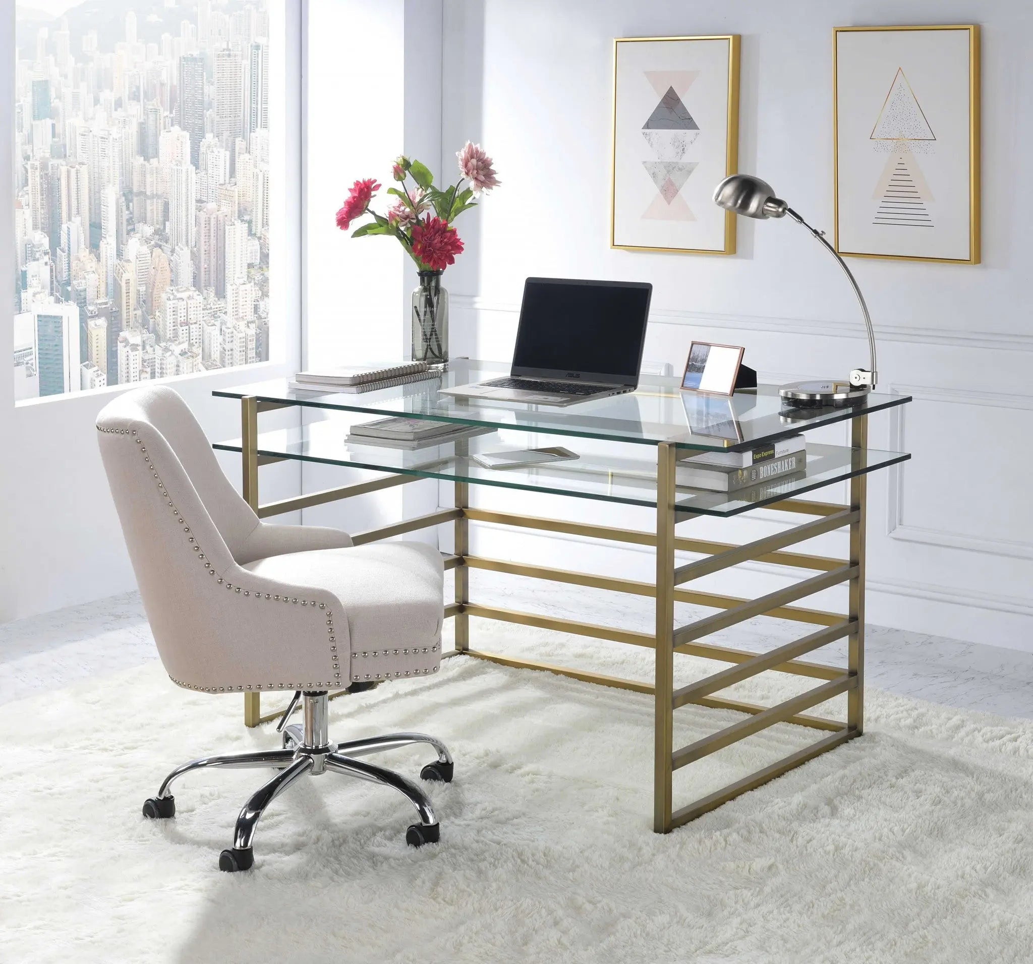 28" Clear and Gold Glass Mirrored - GreatEagleInc
