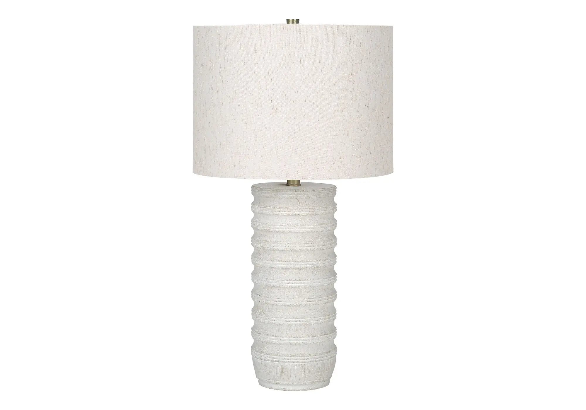28" Cream Cylinder Table Lamp With Cream Drum Shade Homeroots Lighting
