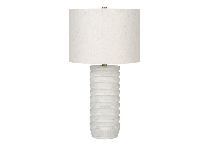 28" Cream Cylinder Table Lamp With Cream Drum Shade Homeroots Lighting