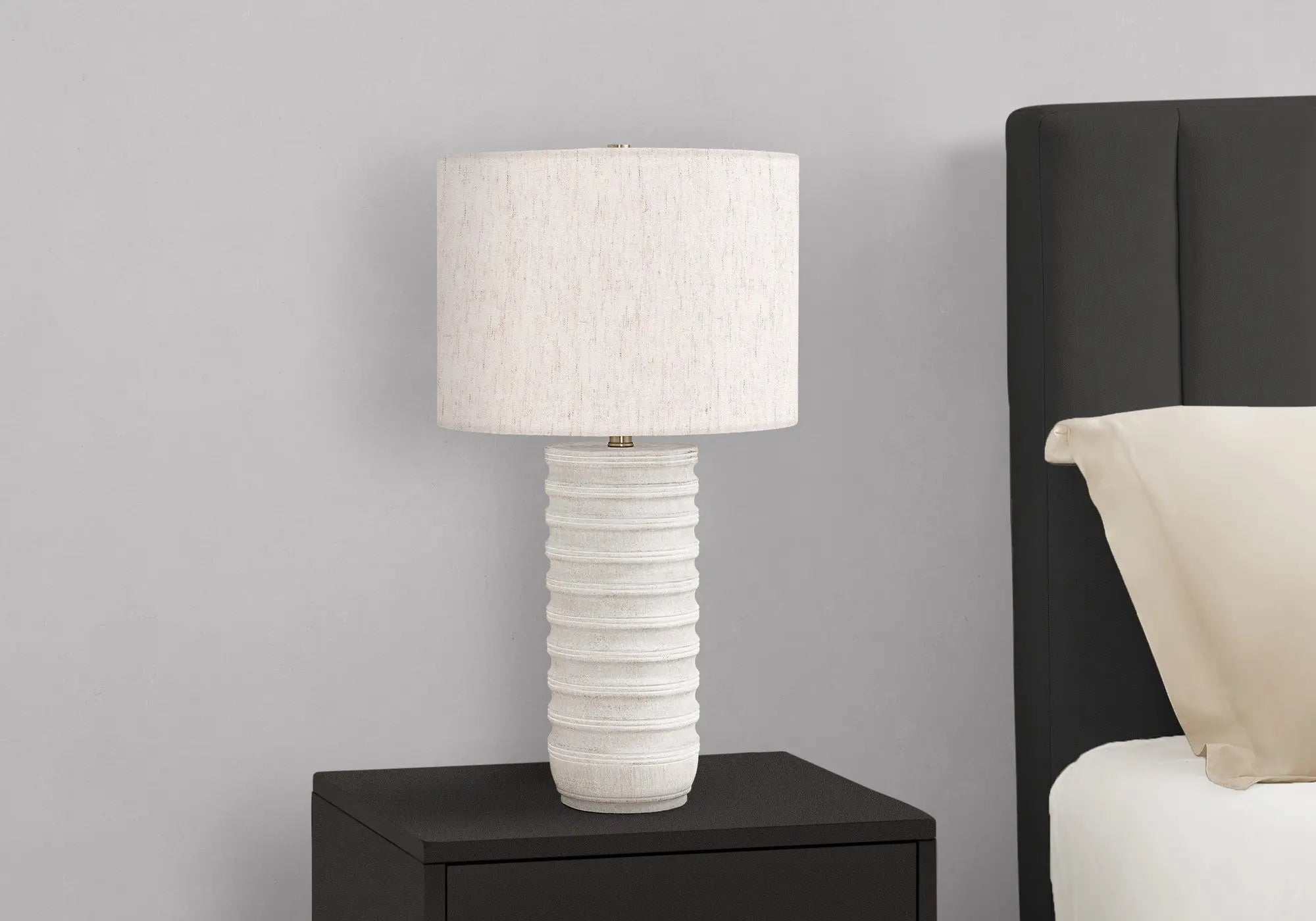 28" Cream Cylinder Table Lamp With Cream Drum Shade Homeroots Lighting