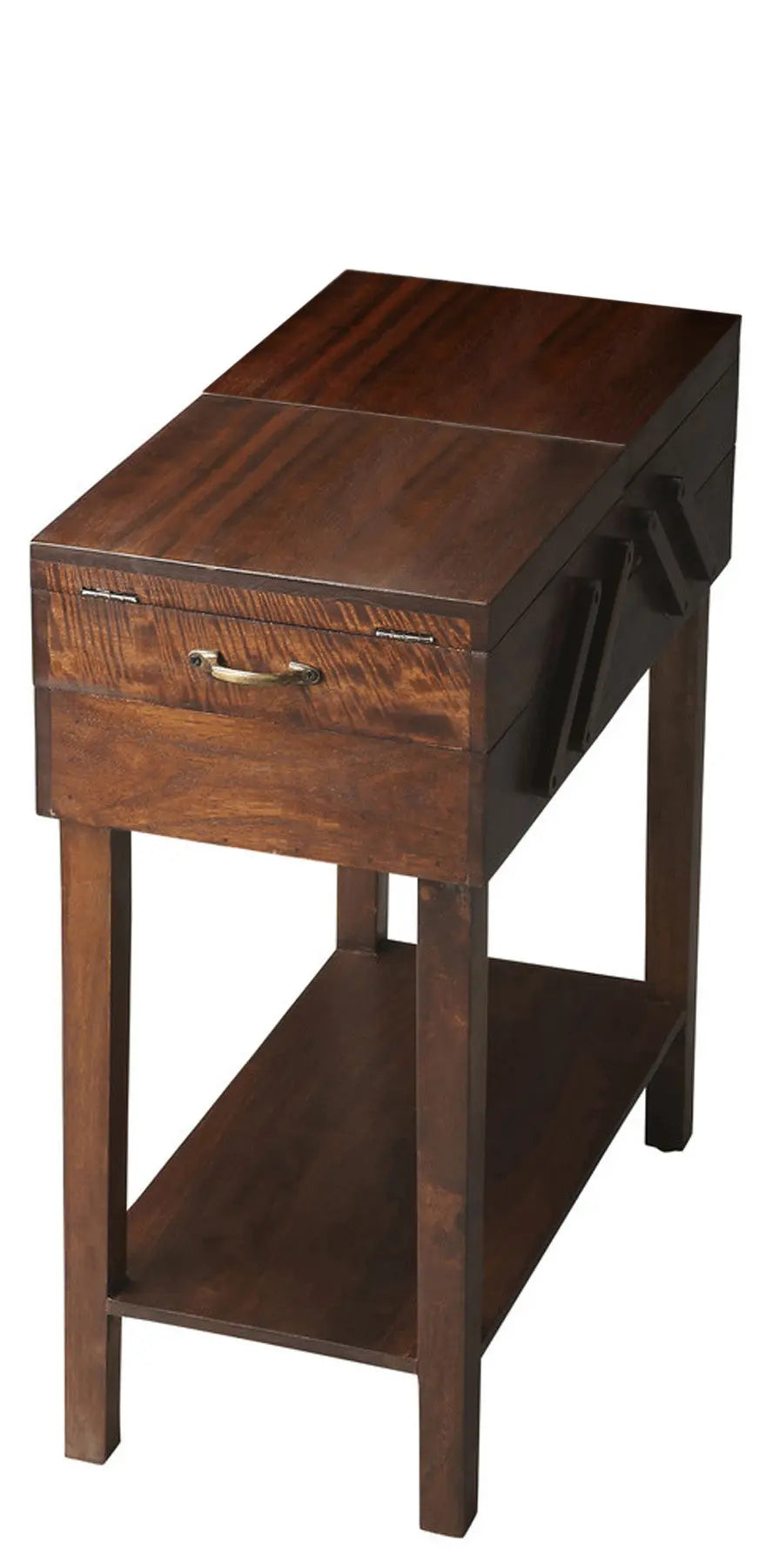 28" Dark Brown Solid Wood Rectangular End Table With Drawer And Shelf Homeroots Living Room