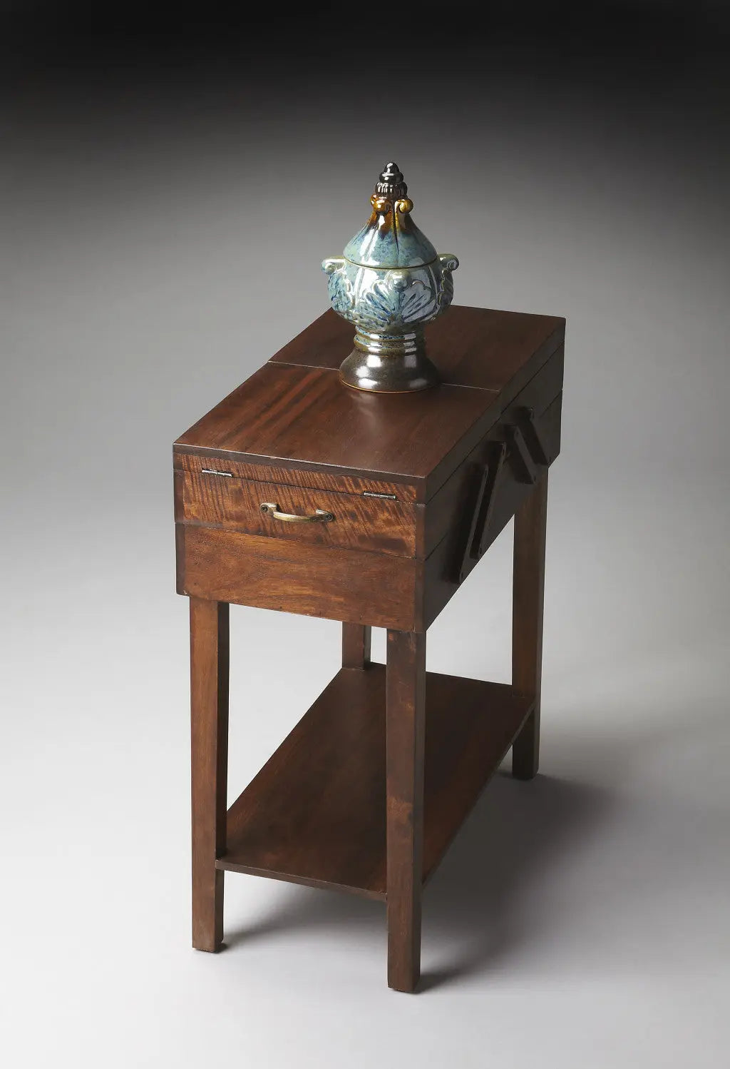 28" Dark Brown Solid Wood Rectangular End Table With Drawer And Shelf Homeroots Living Room
