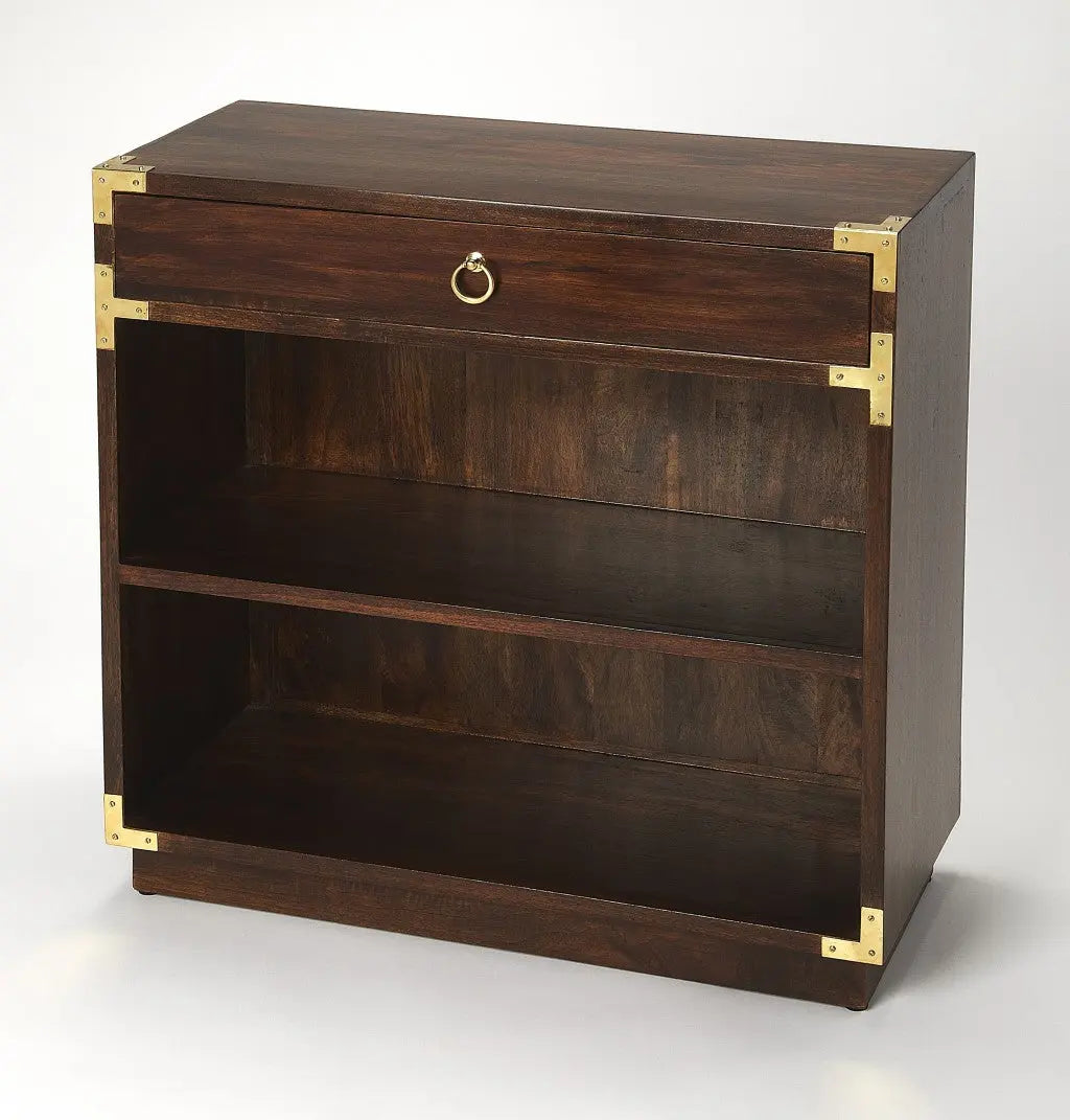 28" Dark Brown Wood Two Tier Bookcase with A Drawer Homeroots Office