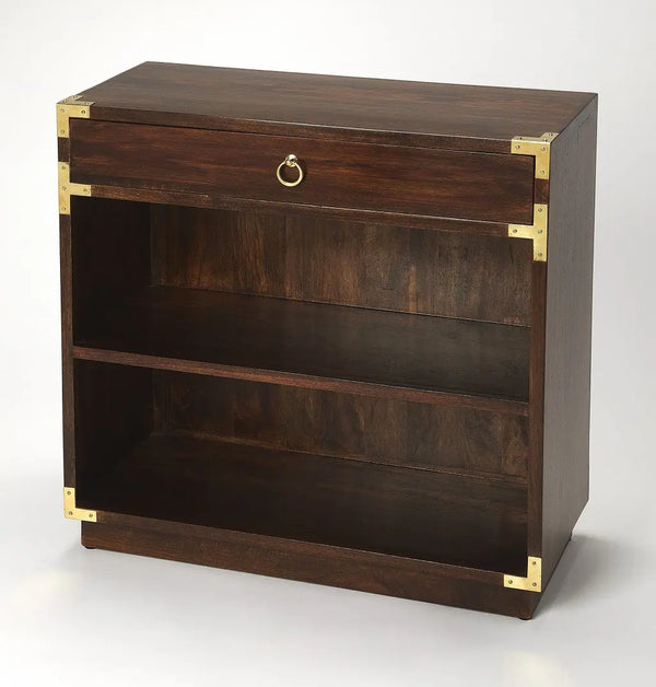28" Dark Brown Wood Two Tier Bookcase with A Drawer Homeroots Office